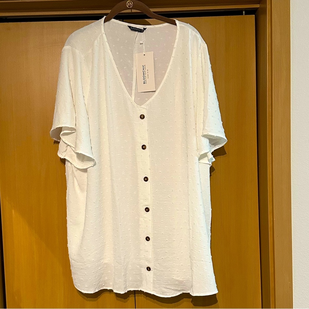 Bloom Chic white button up top